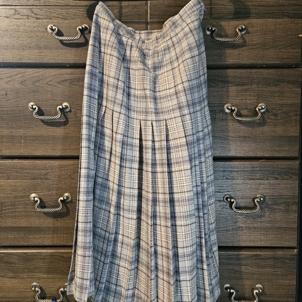 Blue plaid Pleated Pendleton wool skirt